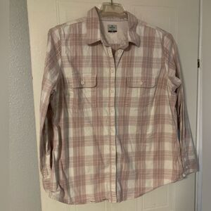 RIDGECUT Womens Flannel Pink Off White Button Down Size XL